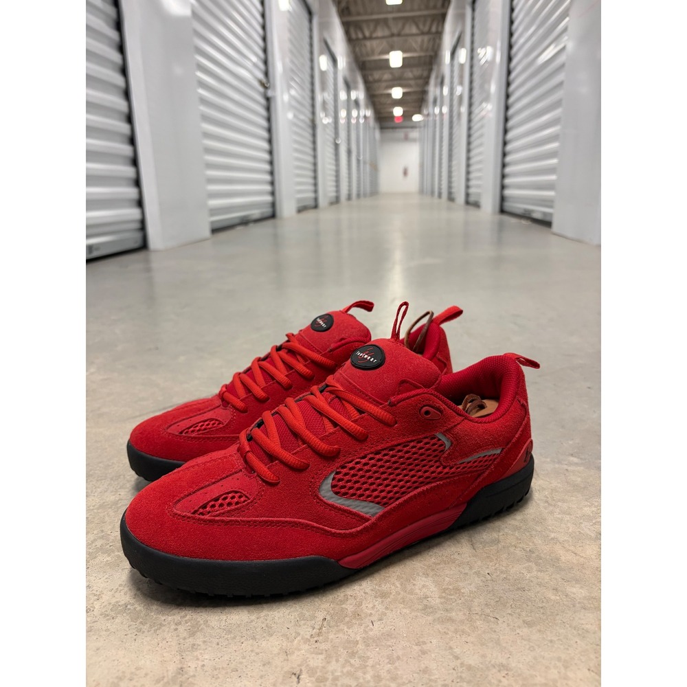 es Footwear Quattro Skate Shoes Mens 9.5 Red Excellent Suede Mesh Technical